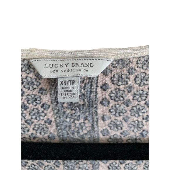 Lucky Brand Women's Size XS Printed Short Sleeve Peasant Top Boho Cottage Core - Picture 5 of 14